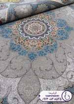 فرش 700 شانه ارزان قیمت طرح چکاوک نمای ترنج و بافت فرش فرشیما