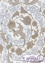 نمای نزدیک فرش دیبا سفید حاشیه دلفینی